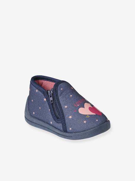 Fabric Indoor Shoes with Zip, for Babies blue 