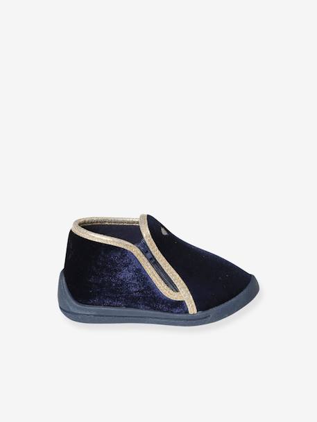 Velvety Indoor Shoes with Zip, for Babies blue 