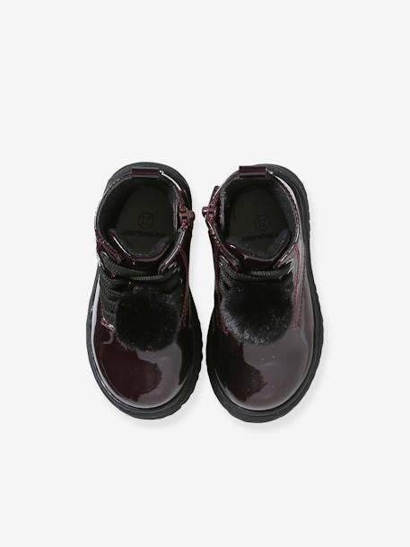 Patent Boots with Laces & Zip, for Babies bordeaux red 