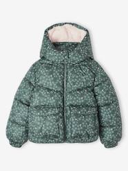 Girls-Coats & Jackets-Printed Jacket with Hood & Polar Fleece Lining for Girls