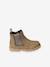 Leather Boots with Zip & Elastic for Babies khaki 