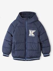 -College-Style Padded Jacket with Polar Fleece Lining for Boys