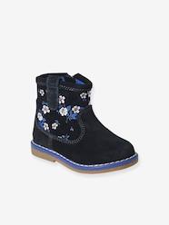 Shoes-Baby Footwear-Baby Girl Walking-Printed Leather Boots with Zip for Babies