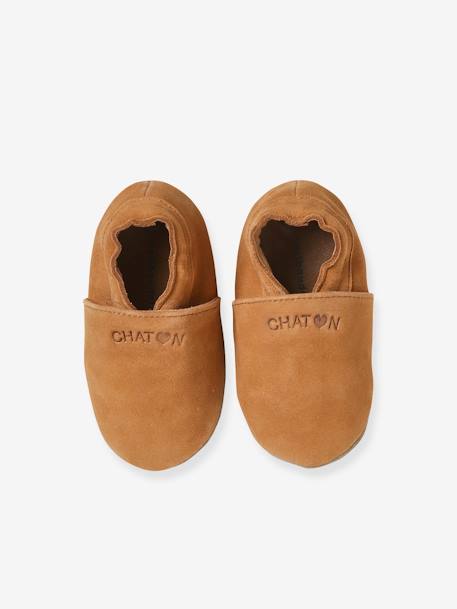 Supple Leather Shoes with Elastic, for Babies chocolate 