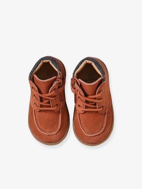 Leather Ankle Boots with Laces & Zips for Babies rust 