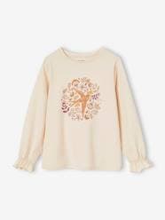 Girls-Tops-T-Shirts-Romantic Top with Fancy Motif for Girls