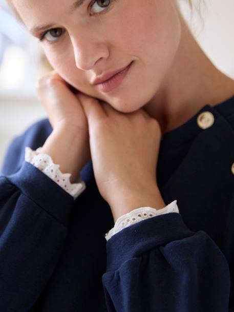Fleece Sweatshirt, Maternity & Nursing Special navy blue 