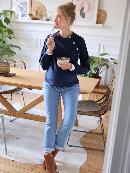 Fleece Sweatshirt, Maternity & Nursing Special navy blue 