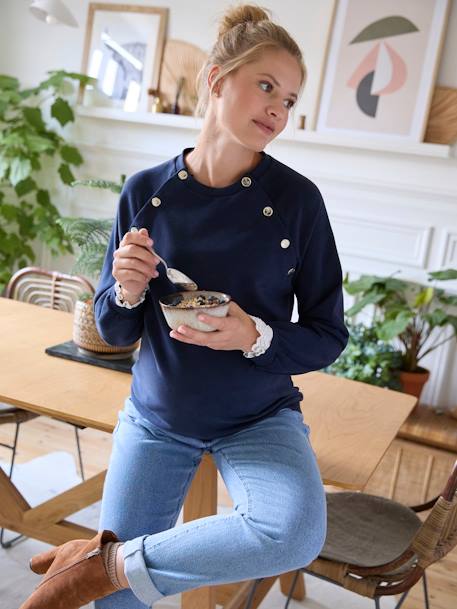 Fleece Sweatshirt, Maternity & Nursing Special navy blue 