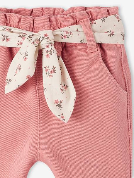 Trousers with Fabric Belt for Babies old rose 