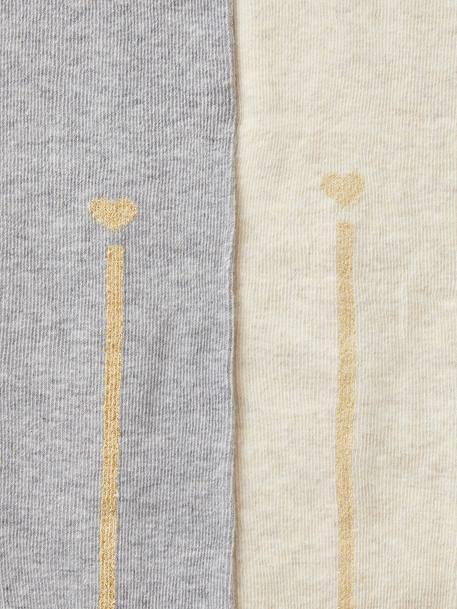 Pack of 2 Tights with Lurex Stripe for Girls indigo+marl grey 