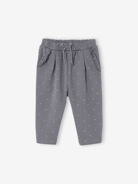 Fleece Trousers for Baby Girls Brown/Print+grey blue+sage green+WHITE MEDIUM ALL OVER PRINTED 