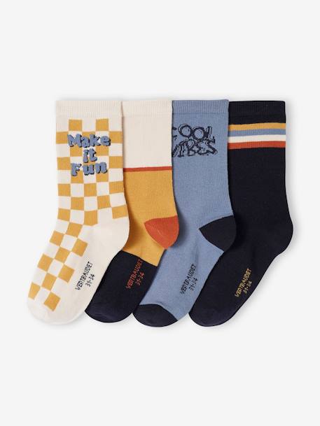 Pack of 4 Pairs of 'Vintage' Socks for Boys turquoise 