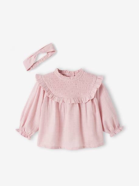 Smocked Blouse with Matching Headband lilac 