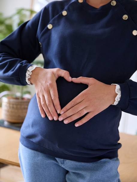 Fleece Sweatshirt, Maternity & Nursing Special navy blue 