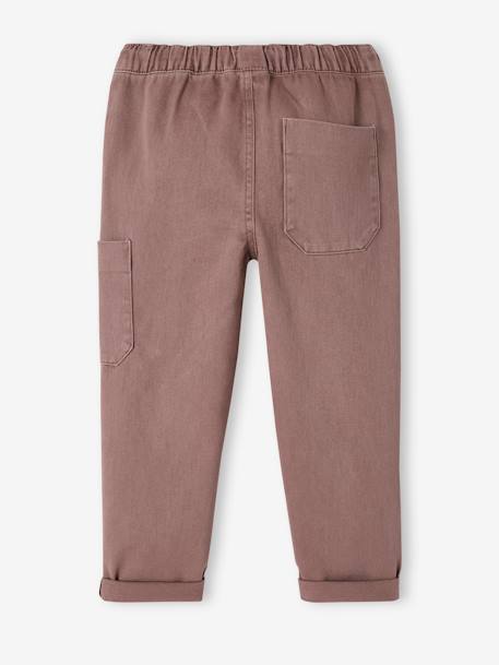 Coloured Cargo Trousers for Boys chocolate+petrol blue 