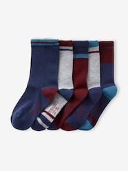 -Pack of 5 Pairs of Colourblock Socks for Boys