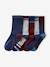 Pack of 5 Pairs of Colourblock Socks for Boys bordeaux red+green 