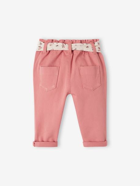 Trousers with Fabric Belt for Babies old rose 