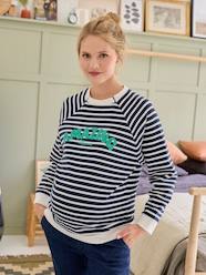 Maternity-Knitwear-Striped Fleece Sweatshirt, Maternity & Nursing Special