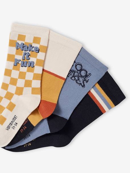 Pack of 4 Pairs of 'Vintage' Socks for Boys turquoise 