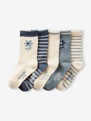 Pack of 5 Pairs of Floral/Striped Socks for Girls