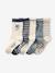 Pack of 5 Pairs of Floral/Striped Socks for Girls navy blue 