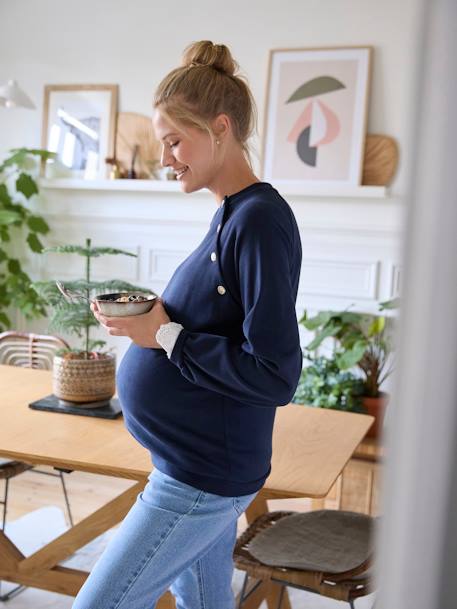Fleece Sweatshirt, Maternity & Nursing Special navy blue 