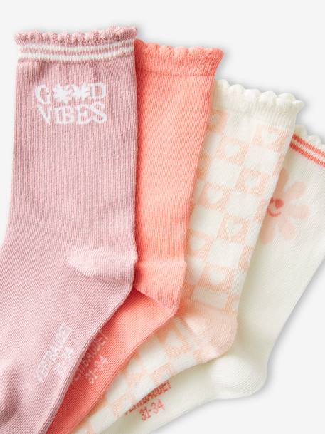 Pack of 4 Pairs of Vintage-Style Socks for Girls rose 