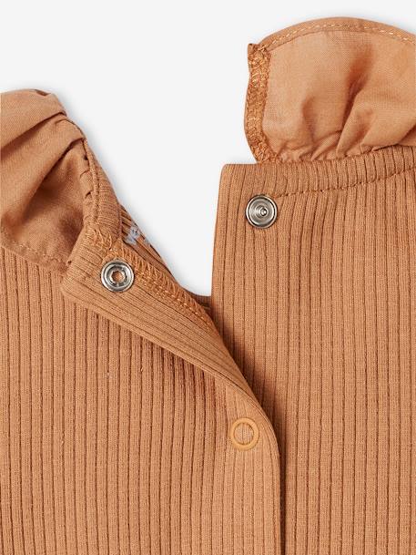 Wide Neck Rib Knit Top for Babies caramel 