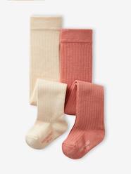 Baby-Socks & Tights-Pack of 2 Pairs of Rib Knit Tights for Baby Girls
