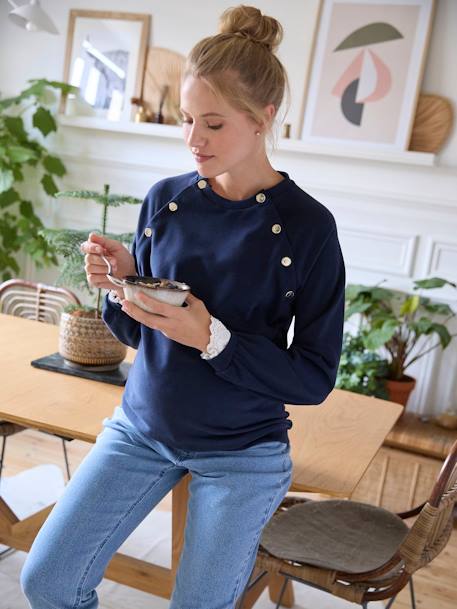 Fleece Sweatshirt, Maternity & Nursing Special navy blue 