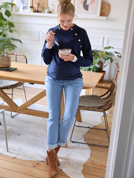 Fleece Sweatshirt, Maternity & Nursing Special navy blue 