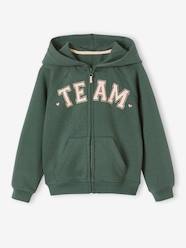 Girls-Cardigans, Jumpers & Sweatshirts-Sweatshirts & Hoodies-Hooded Jacket with "Team" Sport Motif for Girls