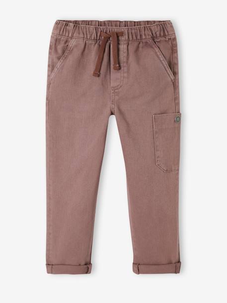 Coloured Cargo Trousers for Boys chocolate+petrol blue 