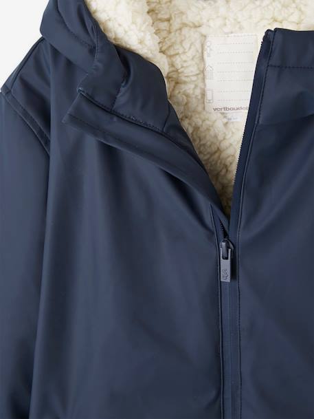 Raincoat with Hood & Sherpa Lining for Boys night blue 