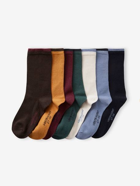 Pack of 7 Pairs of Socks for Boys chocolate+green 