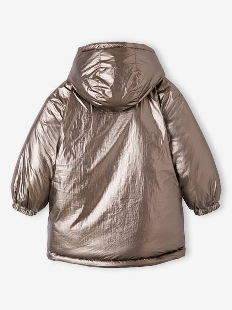 Reversible Hooded Parka, Metallised Effect of Padded, for Girls silver 
