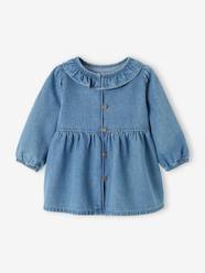 Denim Dress with Ruffled Collar for Babies