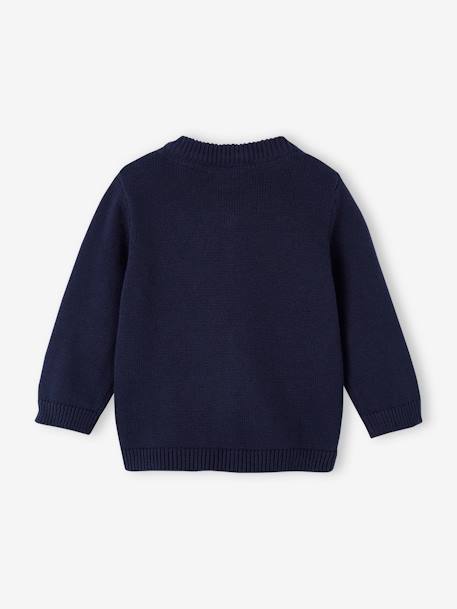 Zipped College-Style Cardigan for Babies navy blue 