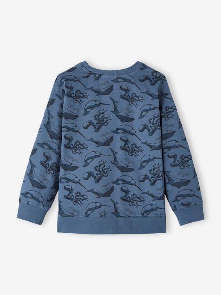 Printed Sweatshirt-Style Top for Boys ink blue+ochre 