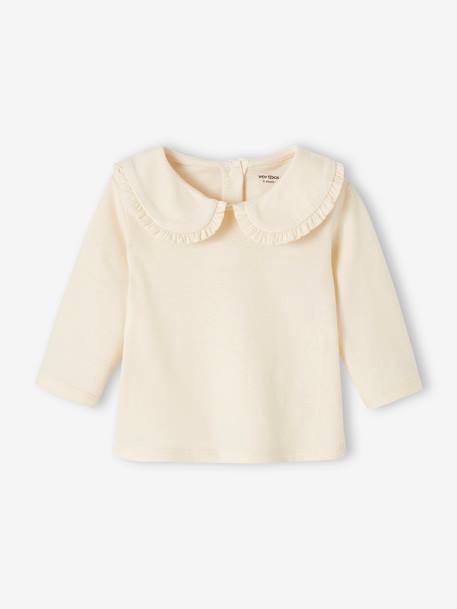 Long Sleeve Top with Peter Pan Collar, for Babies aqua green+Beige+pale pink 