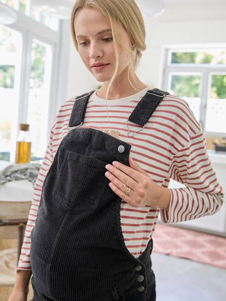 Mom Fit Corduroy Dungarees for Maternity & Nursing Special anthracite 