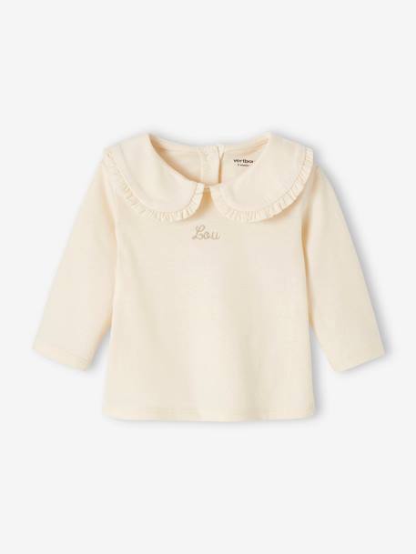 Long Sleeve Top with Peter Pan Collar, for Babies aqua green+Beige+pale pink 