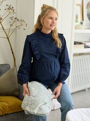 Maternity-Frilly Blouse in Plumetis for Maternity
