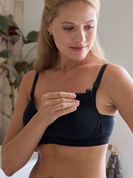 Pack of 2 Padded Bras in Organic Cotton & Lace, Maternity & Nursing Special black 