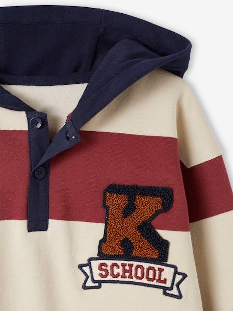 Hoodie with Bouclé Badge on Chest for Boys bordeaux red 