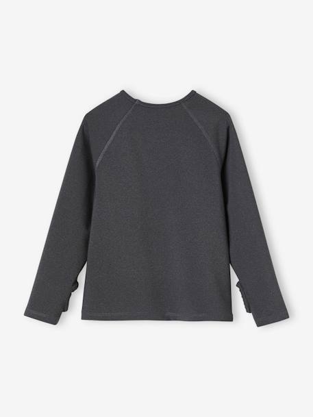 Long Sleeve Sports Top in Techno Fabric for Girls marl grey 