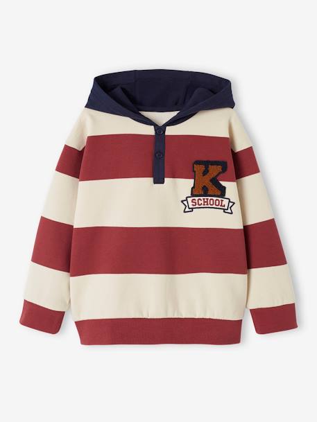 Hoodie with Bouclé Badge on Chest for Boys bordeaux red 