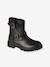 Leather Ankle Boots with Straps & Zips for Girls black 